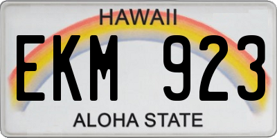HI license plate EKM923
