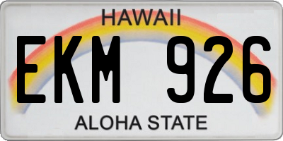 HI license plate EKM926