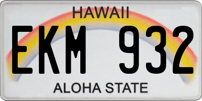 HI license plate EKM932