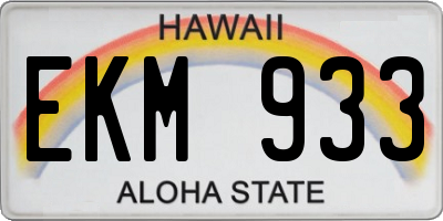 HI license plate EKM933
