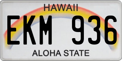 HI license plate EKM936