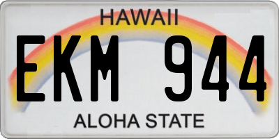 HI license plate EKM944