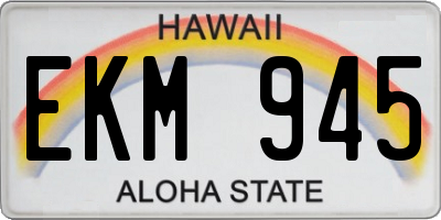 HI license plate EKM945