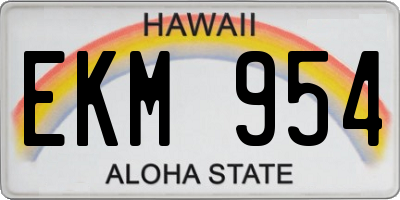 HI license plate EKM954