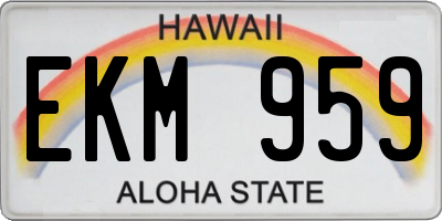 HI license plate EKM959