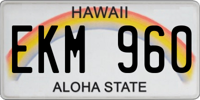HI license plate EKM960