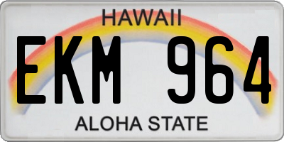 HI license plate EKM964