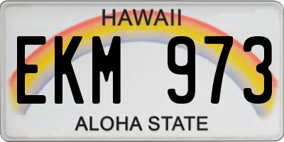 HI license plate EKM973