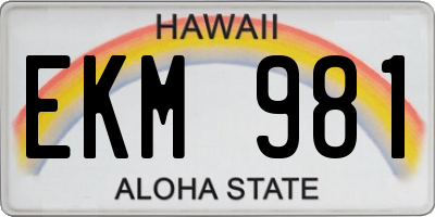 HI license plate EKM981