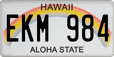 HI license plate EKM984