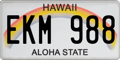 HI license plate EKM988