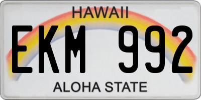 HI license plate EKM992
