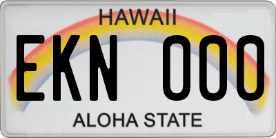HI license plate EKN000