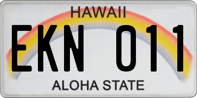 HI license plate EKN011