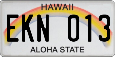 HI license plate EKN013