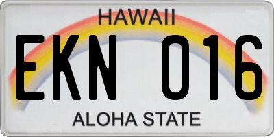 HI license plate EKN016