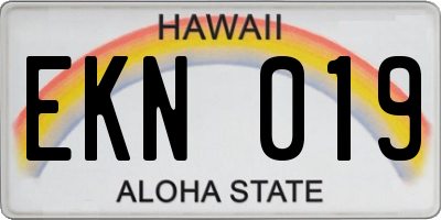 HI license plate EKN019