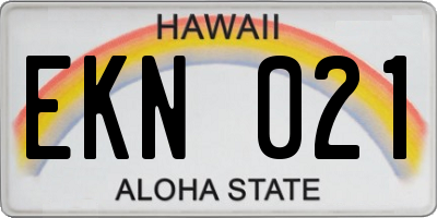 HI license plate EKN021