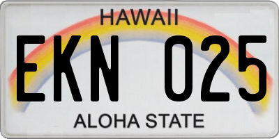 HI license plate EKN025