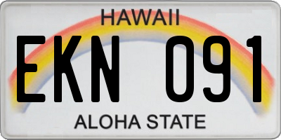 HI license plate EKN091