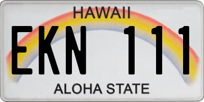 HI license plate EKN111