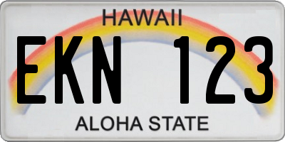 HI license plate EKN123
