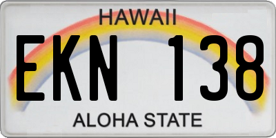 HI license plate EKN138