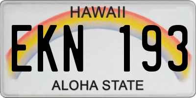 HI license plate EKN193