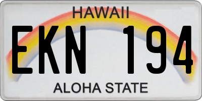 HI license plate EKN194