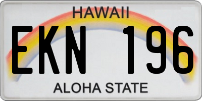 HI license plate EKN196