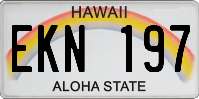 HI license plate EKN197