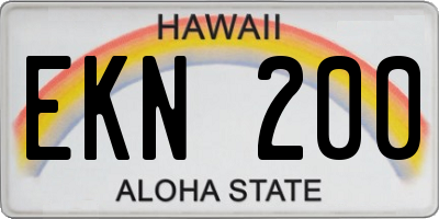 HI license plate EKN200