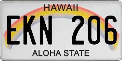 HI license plate EKN206
