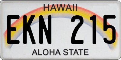 HI license plate EKN215
