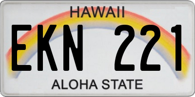 HI license plate EKN221