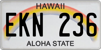 HI license plate EKN236