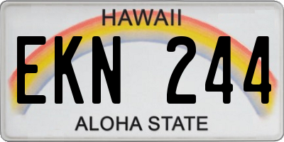 HI license plate EKN244
