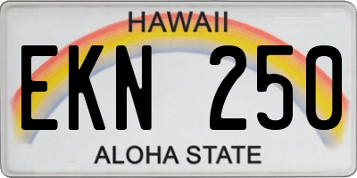 HI license plate EKN250