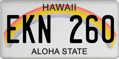 HI license plate EKN260