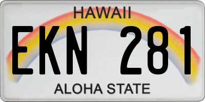 HI license plate EKN281