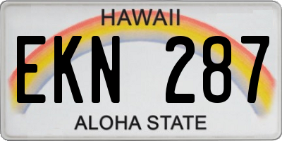 HI license plate EKN287