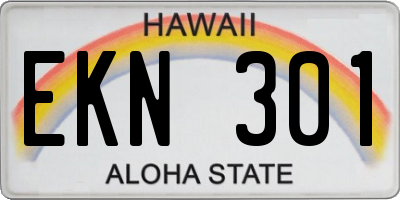 HI license plate EKN301