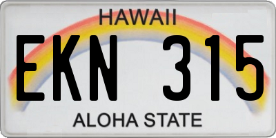 HI license plate EKN315