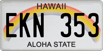 HI license plate EKN353