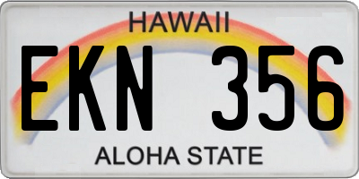 HI license plate EKN356