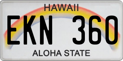 HI license plate EKN360