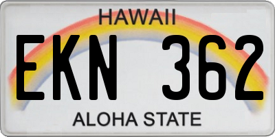 HI license plate EKN362
