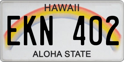 HI license plate EKN402