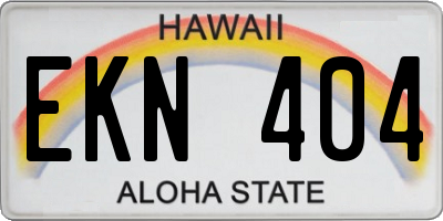 HI license plate EKN404