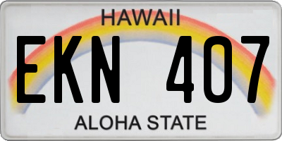 HI license plate EKN407